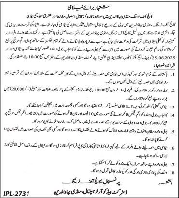 College of Nursing Mandi Bahauddin Tender Notice